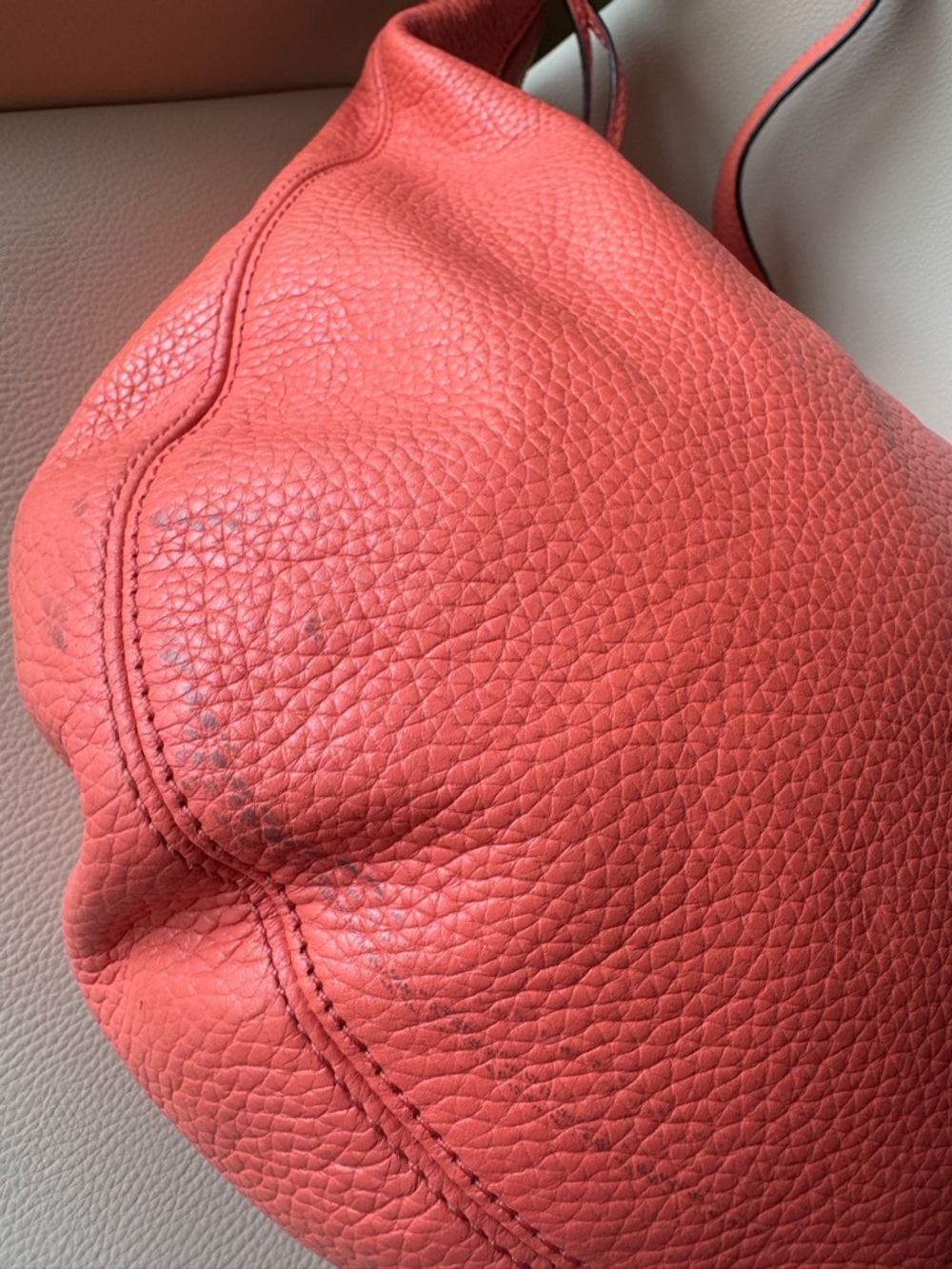 Michael Kors Rhea Coral Orange Pebbled Leather Hobo with Gold Hardware - Picture 5 of 15